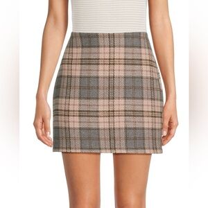 Area Stars Plaid Mini Skirt in Pink and Gray